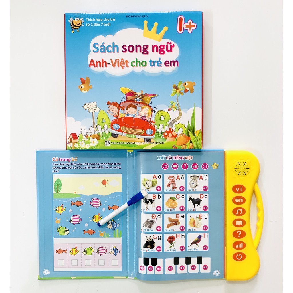 SÁCH ĐIỆN TỬ SONG NGỮ VIỆT-ANH, GIÚP TRẺ HỌC TỐT CHỮ CÁI TIẾNG ANH-VIỆT TỪ 1 - 7 TUỔI (CHUẨN NXB PHIÊN BẢN MỚI 24 TRANG)