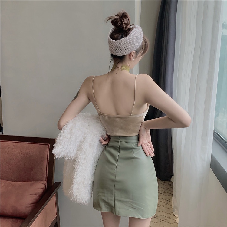 Áo Ống Vải Nhung Cổ Chữ V Thời Trang Mùa Thu Mới Cho Nữ