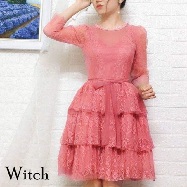 Đầm ren tầng tiểu thư nơ eo_ KÈM VIDEO SP