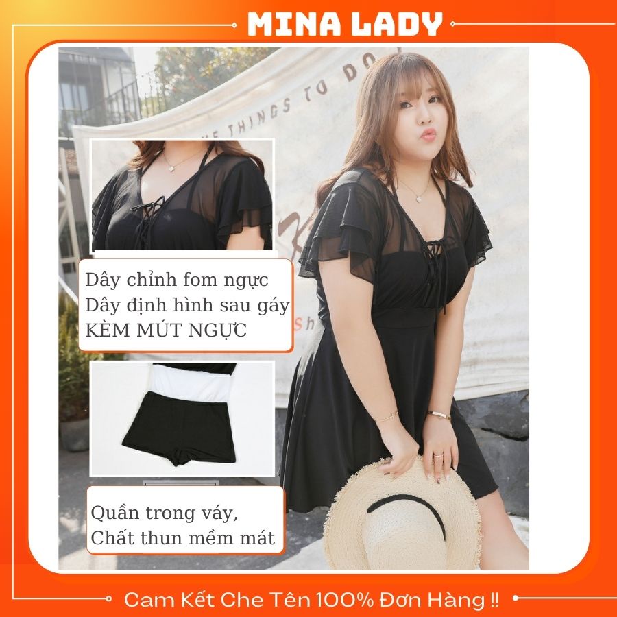 Đồ Bơi Nữ Liền Thân Big Size Kín Đáo Đẹp Màu Đen Dành Cho Người Béo Mập 58-80KG giá rẻ HN