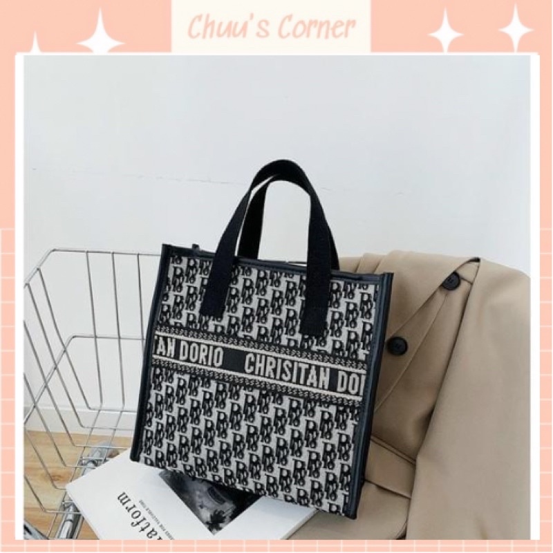Túi xách canvas dáng vuông cỡ lớn cho nữ