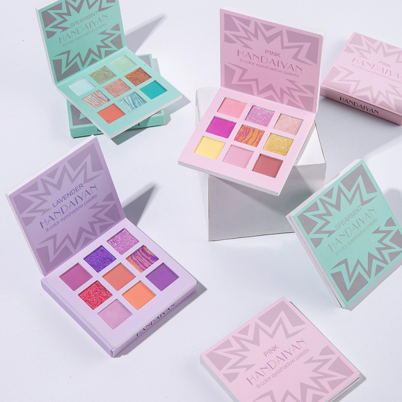 [Hàng mới về] Bảng phấn mắt trang điểm 9 màu lì và ánh nhũ