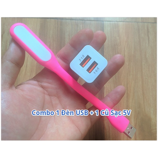 Combo 1 đèn Led USB , 1 củ sạc và 1 dây kéo dài USB