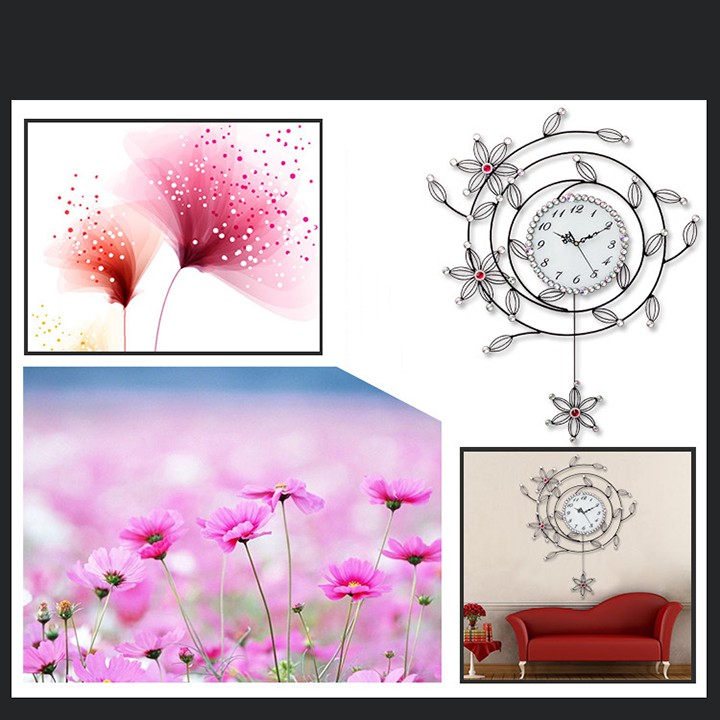 💥GIÁ SỐC💥 Đồng hồ treo tường đẹp nghệ thuật hoa lá 75cm, đồng hồ treo tường hiện đại DH120