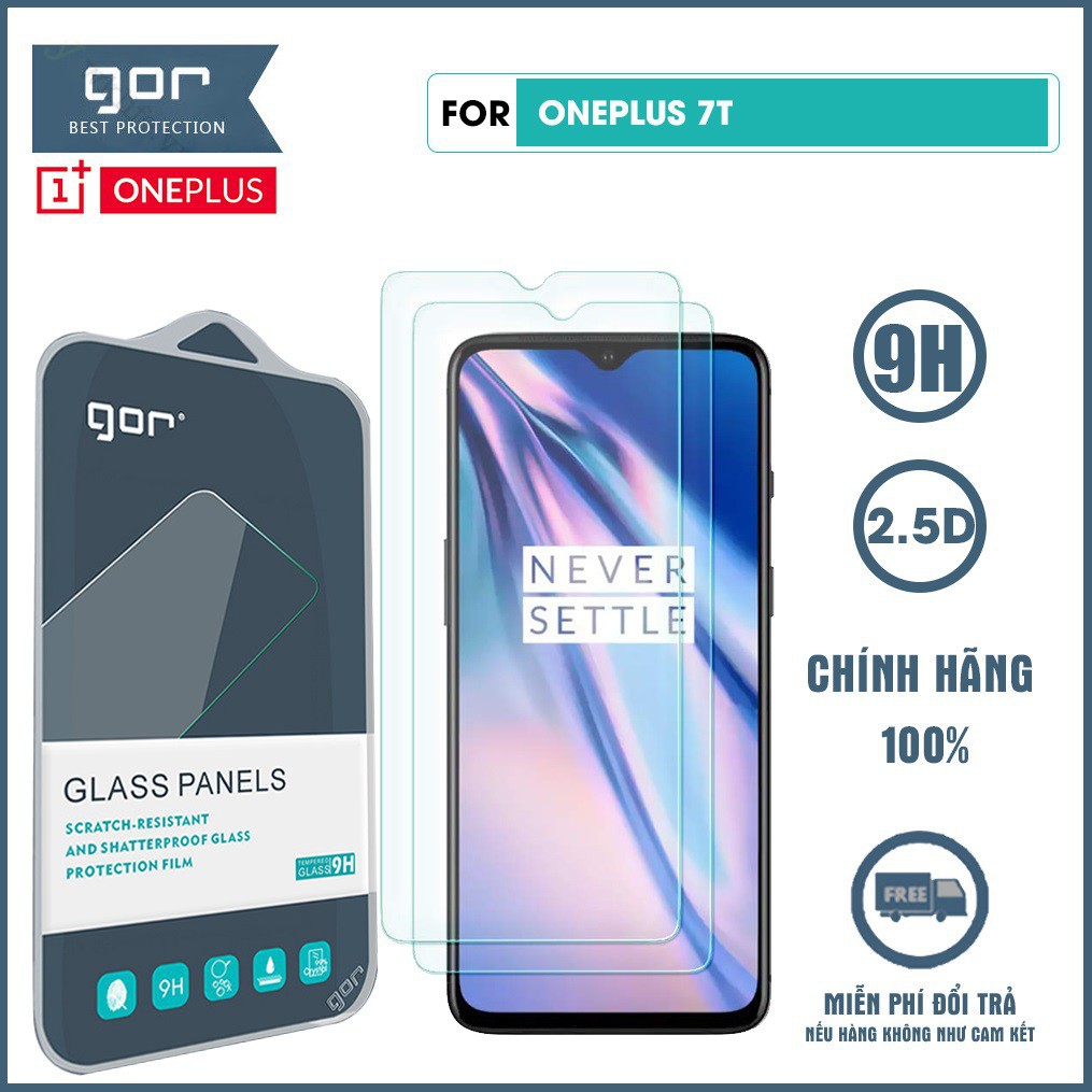 Bộ 2 kính cường lực Gor cho Oneplus 7T vát cạnh 2,5D cảm ứng siêu mượt