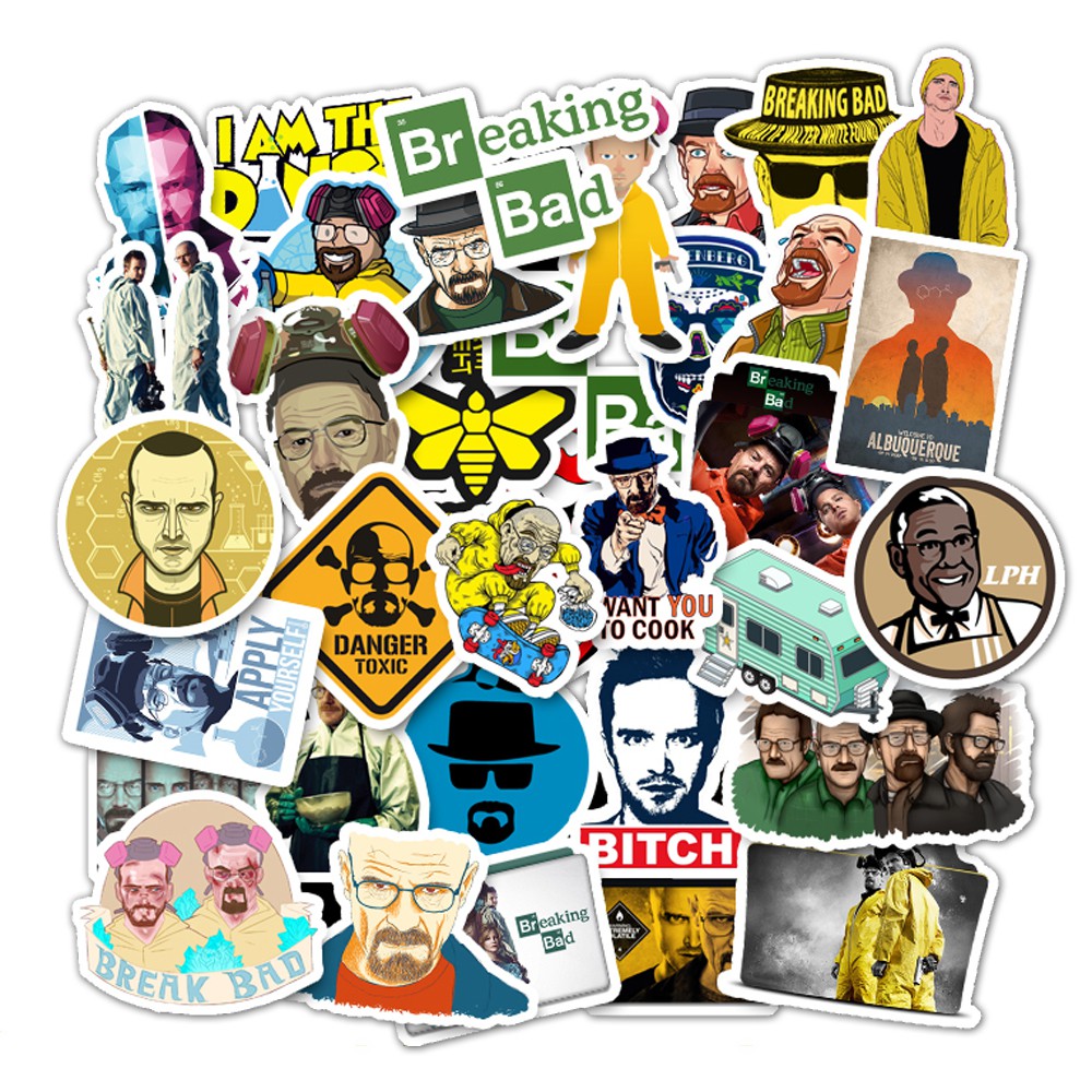 50PCS Breaking Bad Waterproof Sticker  Movie For Luggage Car Guaitar Skateboard Phone Laptop Bicycle Motor Stickers