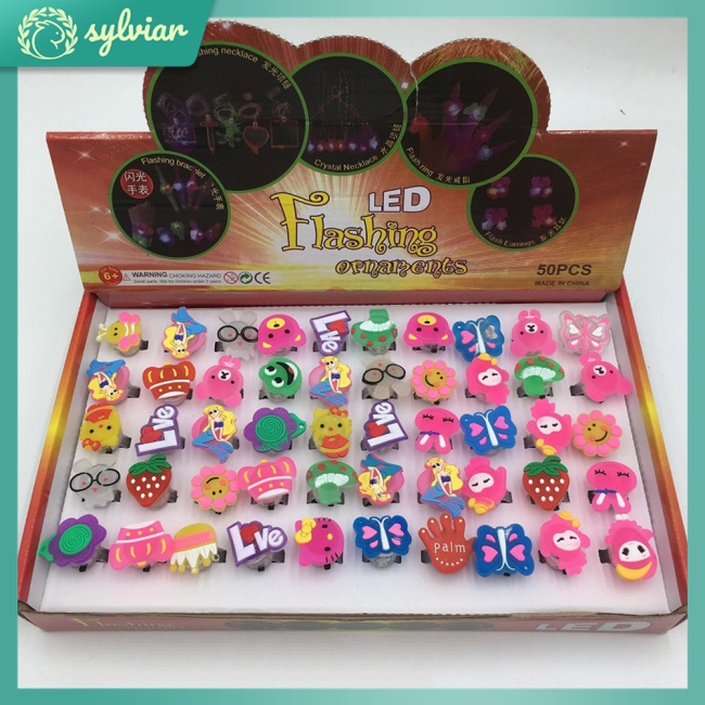 Nhẫn Cao Su Mềm Có Đèn Led Co Giãn Họa Tiết Hoạt Hình Làm Quà Tặng Sinh Nhật Cho Bé