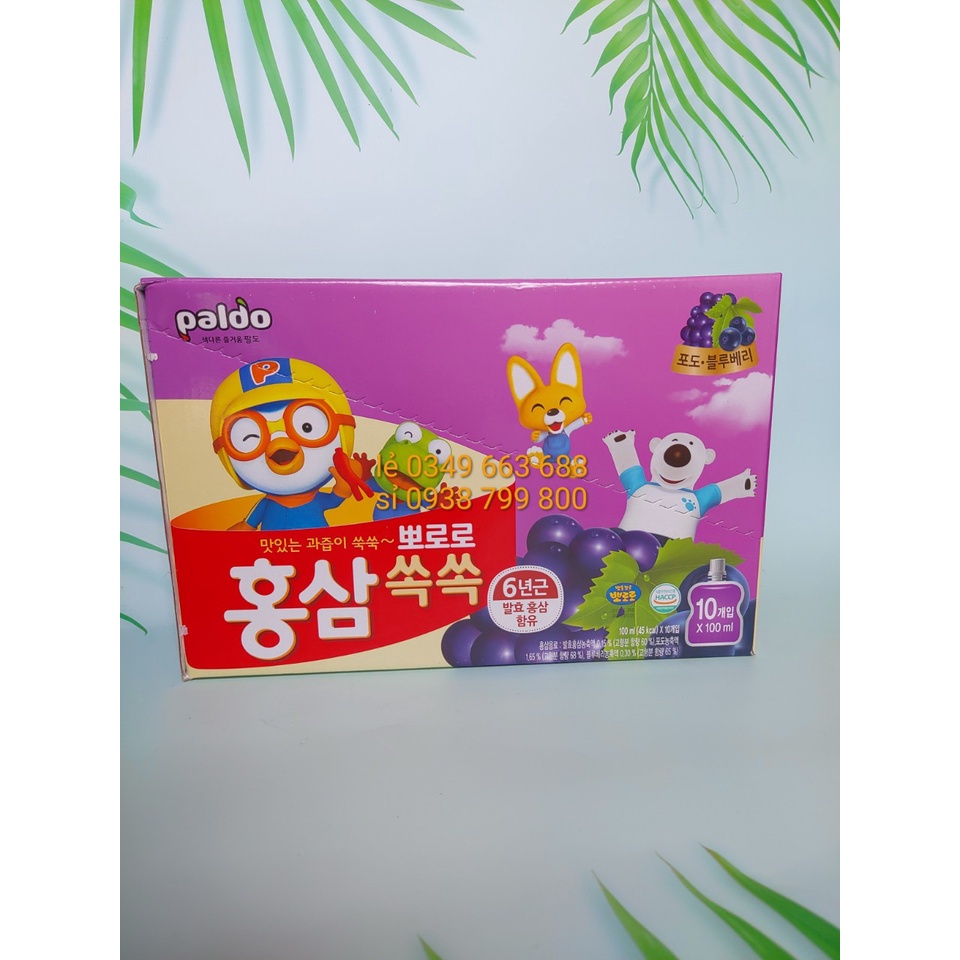 Nước hồng sâm trái cây pororo đủ vị cho bé