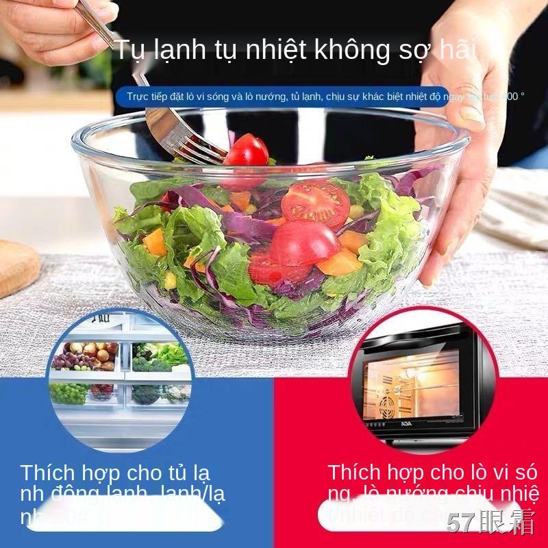 Tô thủy tinh trong suốt gia dụng lò vi sóng lớn chịu nhiệt độ cao salad mì nhào mì trứng đánh trứng nướng và chậu