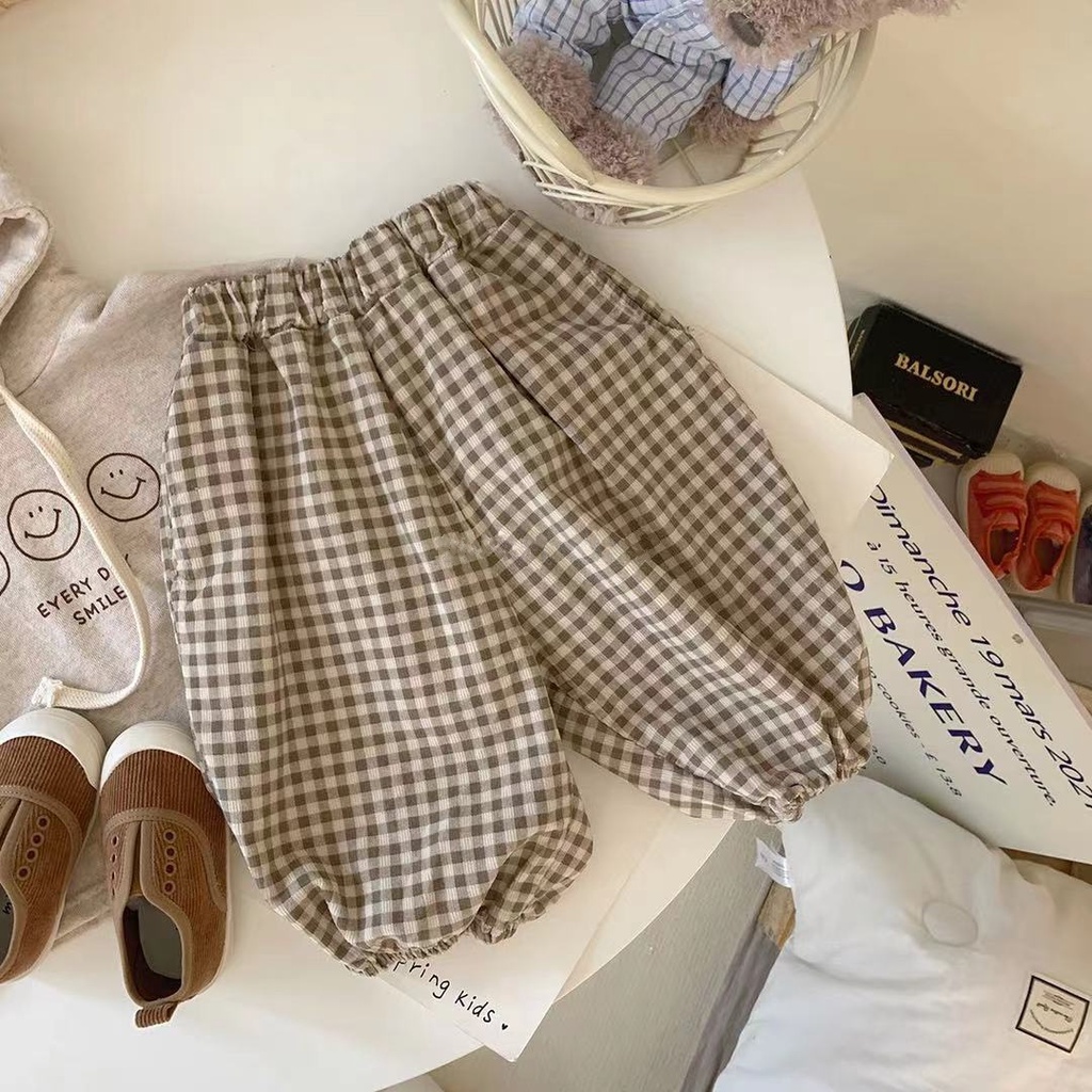 Quần Dài 9LBM Kẻ Sọc Caro Thời Trang Xuân Thu Cho Bé Trai + Gái