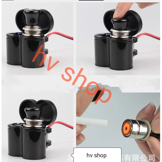Sạc Điện Thoại Trên Xe Máy Tặng Kèm Tẩu Thuốc và cầu chì 12V (Đen)