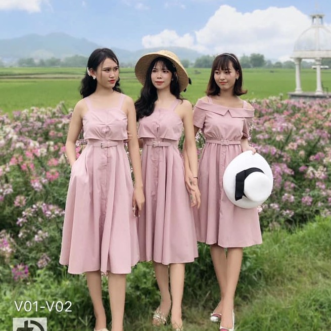 [FREESHIP + TẶNG KÈM ĐAI DA] VÁY MIDI HAI DÂY CÓ TÚI CAO CẤP V001 | BigBuy360 - bigbuy360.vn