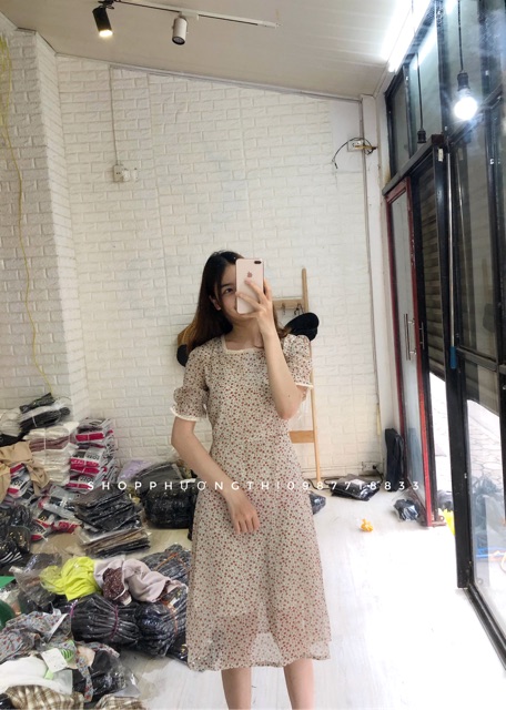 [Mã WASTMAY giảm 15% tối đa 30K đơn 150K] [VIDEO] Váy hoa nhí cổ vuông ren tay ngắn dáng mới- váy tiểu thư vintage | BigBuy360 - bigbuy360.vn