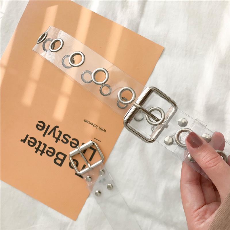 SmileFairyCC【COD &amp; Hàng Có Sẵn】Thắt Lưng Nữ Trong Suốt Khóa Tròn/Hình Trái Tim/Tròn Dễ Thương Thời Trang