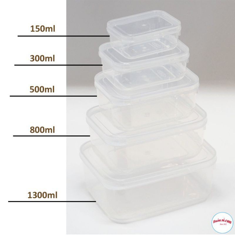 Bộ 5 hộp nhựa đựng thực phẩm, hộp đựng thực phẩm tủ lạnh