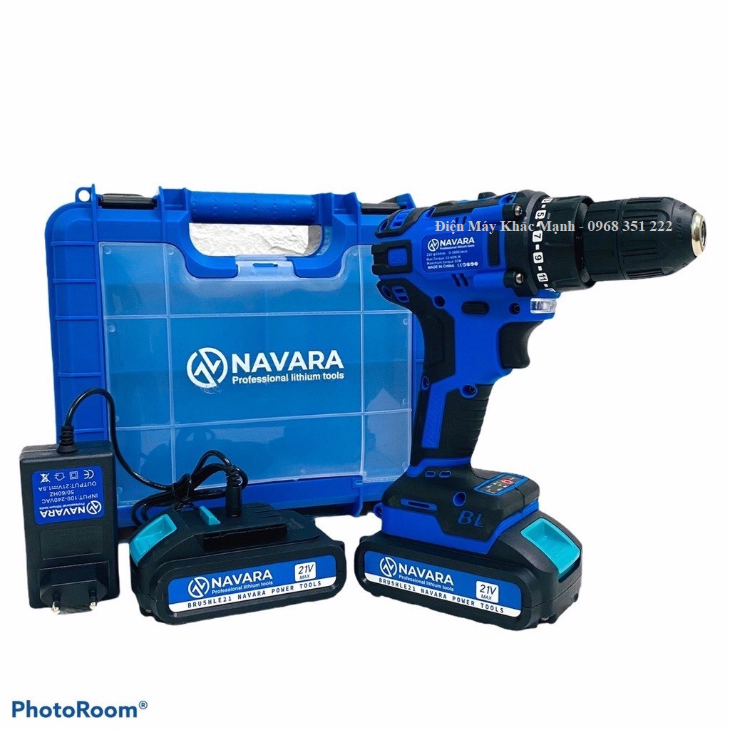 MÁY KHOAN PIN 21V NAVARA NVR-7002 ĐỘNG CƠ KHÔNG CHỔI THAN