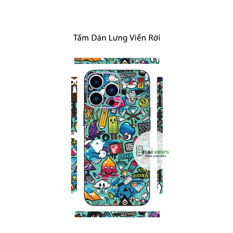 Tấm dán Skin Hoạt Hình FULL VIỀN Dành Cho 13prm , 12prm , 11prm , x, xsm , ip11 , ip12 , ip13 - FukiShop