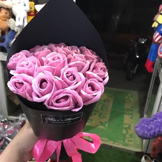 Bó hoa hồng sáp thơm 15 bông tone nude