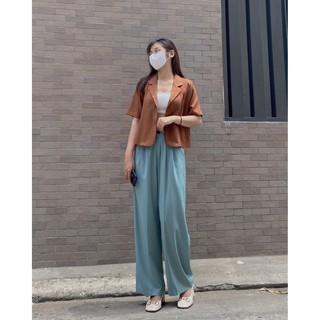 Quần culottes form ống rộng 1 khuy