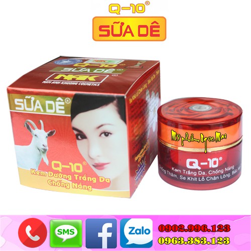 Kem trắng da, Chống nắng, Chống thâm, Se khít lỗ chân lông Q-10 Sữa Dê (18g)