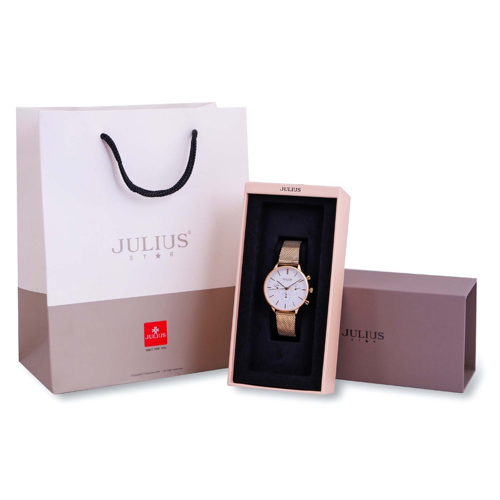 Đồng hồ nữ Julius Star Hàn Quốc JS-005B dây thép (Vàng)