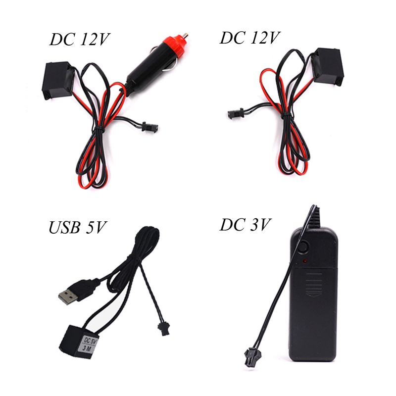 3m Dây Đèn LED Neon EL 3V 5V USB / 12V Điều Khiển Bằng Giọng Nói Trang Trí Xe Hơi