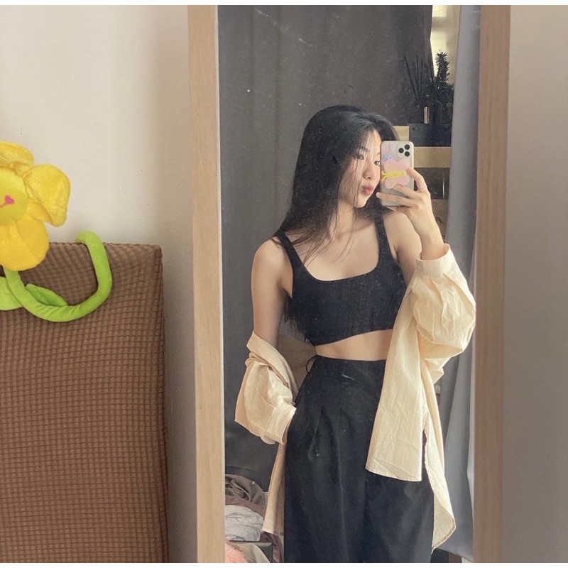 Áo H&M Cotton Crop Top Chính Hãng Đủ Bill