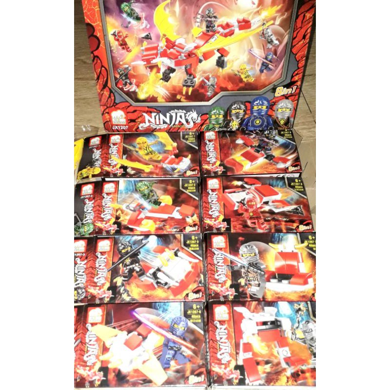 Sét 8 hộp Lắp ráp LegoNinja Quái Thú Kỳ Lân JX1207 trọn bộ có nhiều chi tiết bằng nhựa