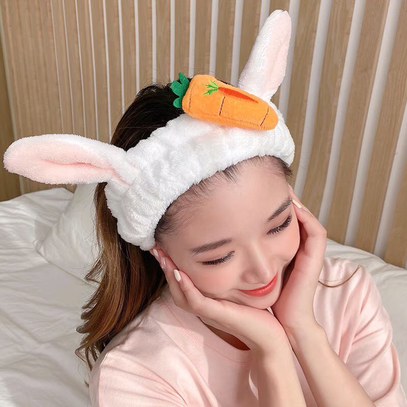 Băng đô rửa mặt thỏ cà rốt băng đô cài tóc Hàn Quốc skincare vải mềm cao cấp Công chúa xinh xắn cute dễ thương Miituu B2