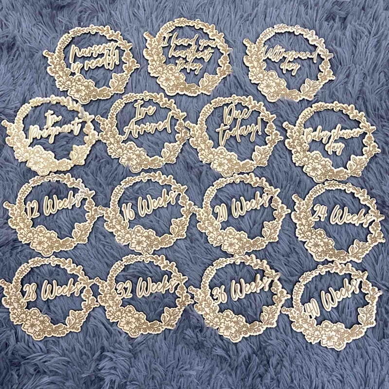 Set 15 Thẻ Vòng Hoa Đánh Dấu Cột Mốc Phát Triển Theo Tháng Làm Phụ Kiện Trang Trí