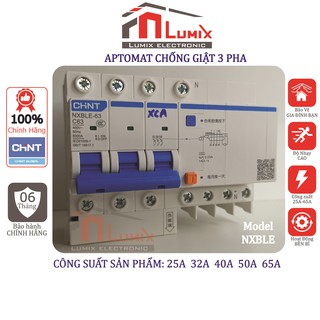 Cb aptomat chống giật dò 3 pha chint 25a 32a 40a 50a 63a