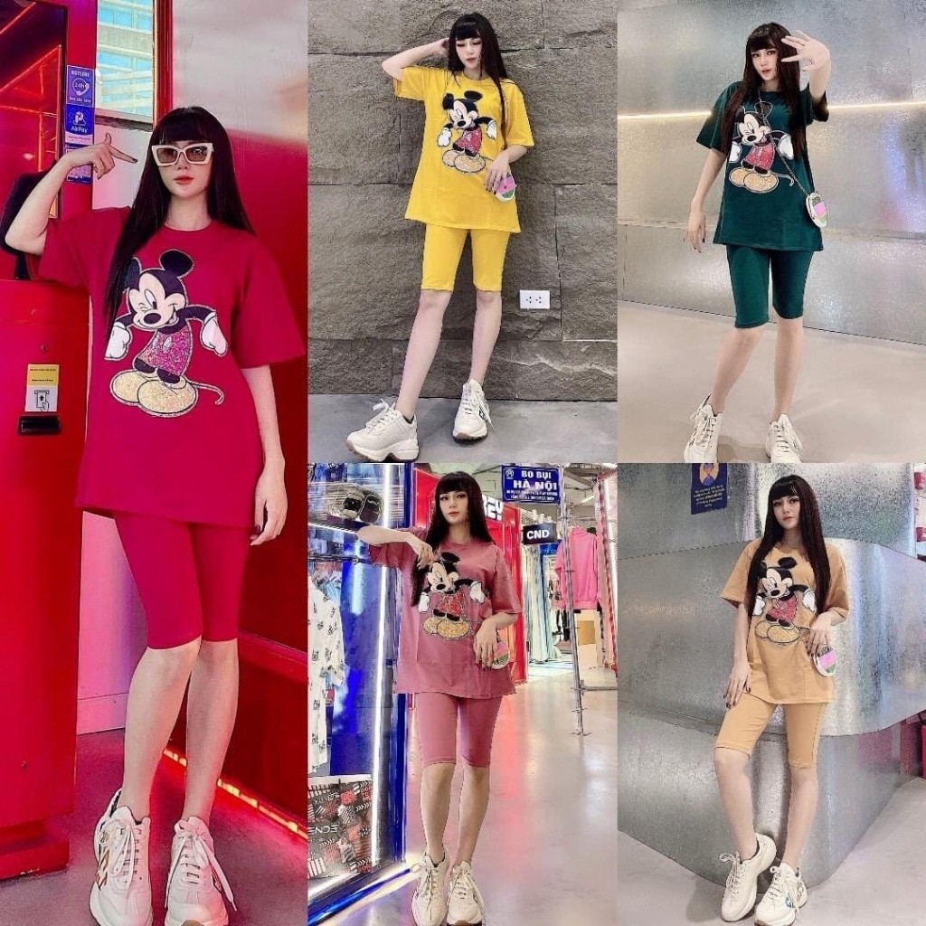 Đồ bộ nữ chất cotton 100% co dãn đanh mịn Mickey MIC004 quần ngố lửng | BigBuy360 - bigbuy360.vn