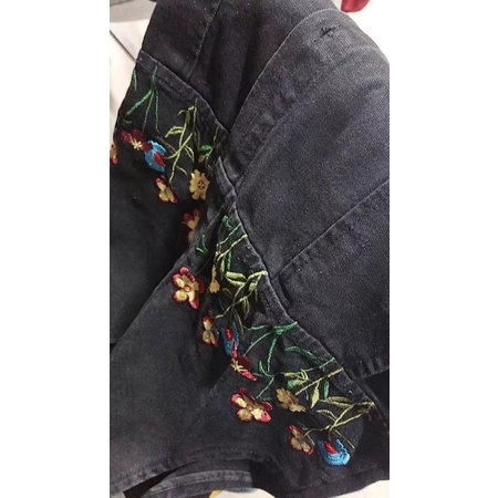 Yếm Jean Dáng Suông Dài Thêu Hoa Taobao Order Kèm ẢNH THẬT