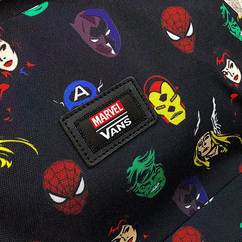 Balo đi học Van.s x Marvel Old Skool Backpack Black White siêu anh hùng cho nam nữ