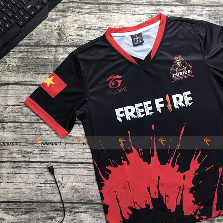 DEAL HOT- Áo thun game thủ thi đấu Free fire Esports nam ngắn tay Gamer