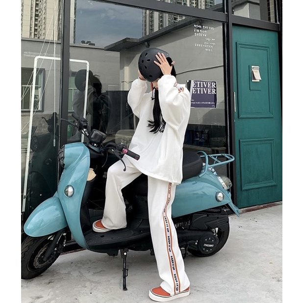 Bộ thể thao nỉ sọc chữ KA Closet chất nỉ bông dầy, chốt điều chỉnh, túi bổ cơi from 65kg, nam nữ mặc được