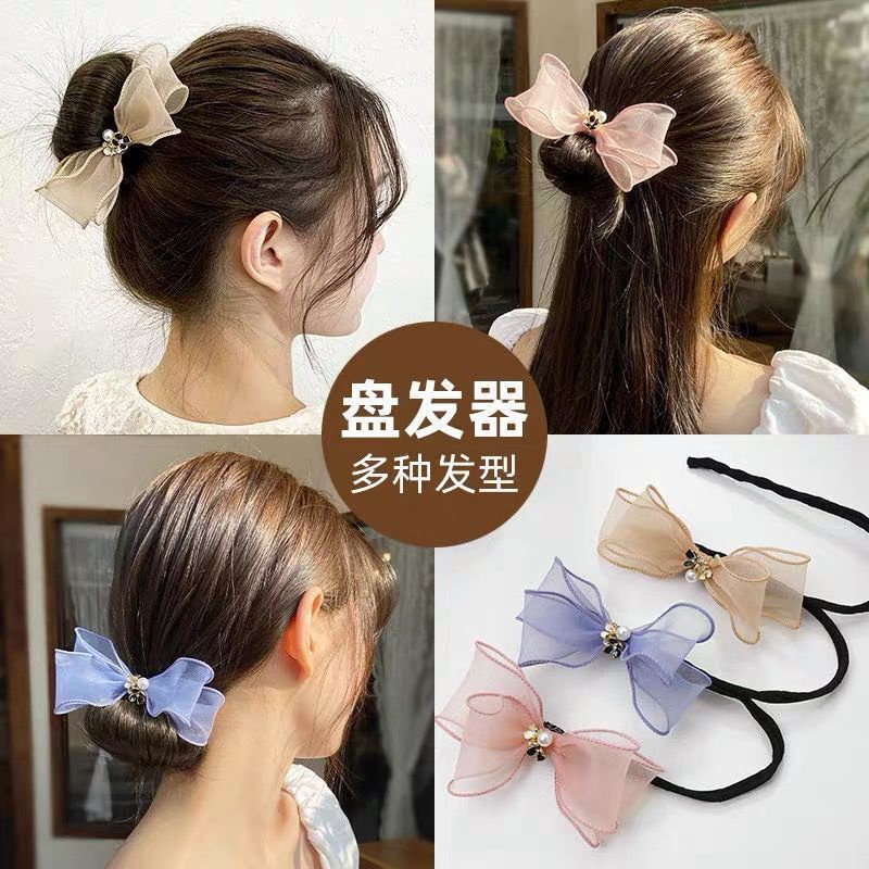 Dây Cột Tóc Đính Nơ Và Ngọc Trai Xinh Xắn