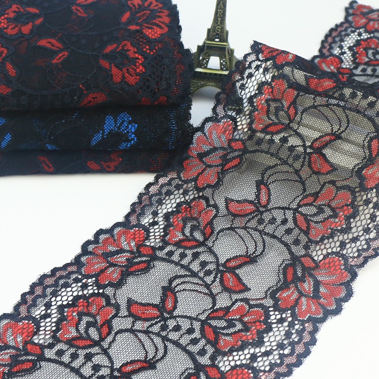 Ruy băng ren thun 15cm pha 2 màu, phụ kiện trang trí handmade