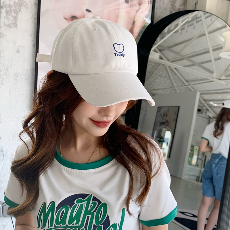 Mũ Lưỡi Trai Thêu Hình Gấu Dễ Thương Phong Cách Hàn Quốc Thời Trang Mùa Hè Cho Nữ
