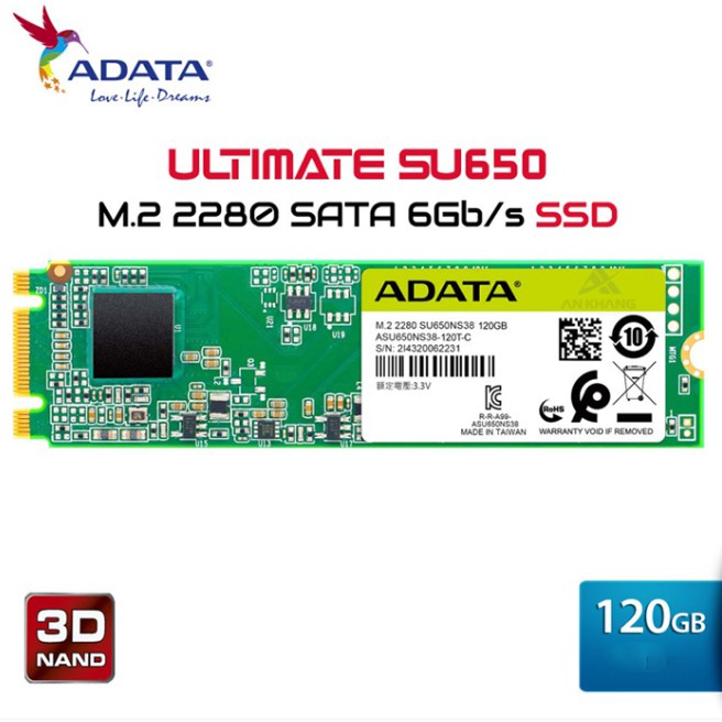 Ổ cứng SSD Adata 120GB M.2 2280 SATA- (SU650NS38-120GT-C)