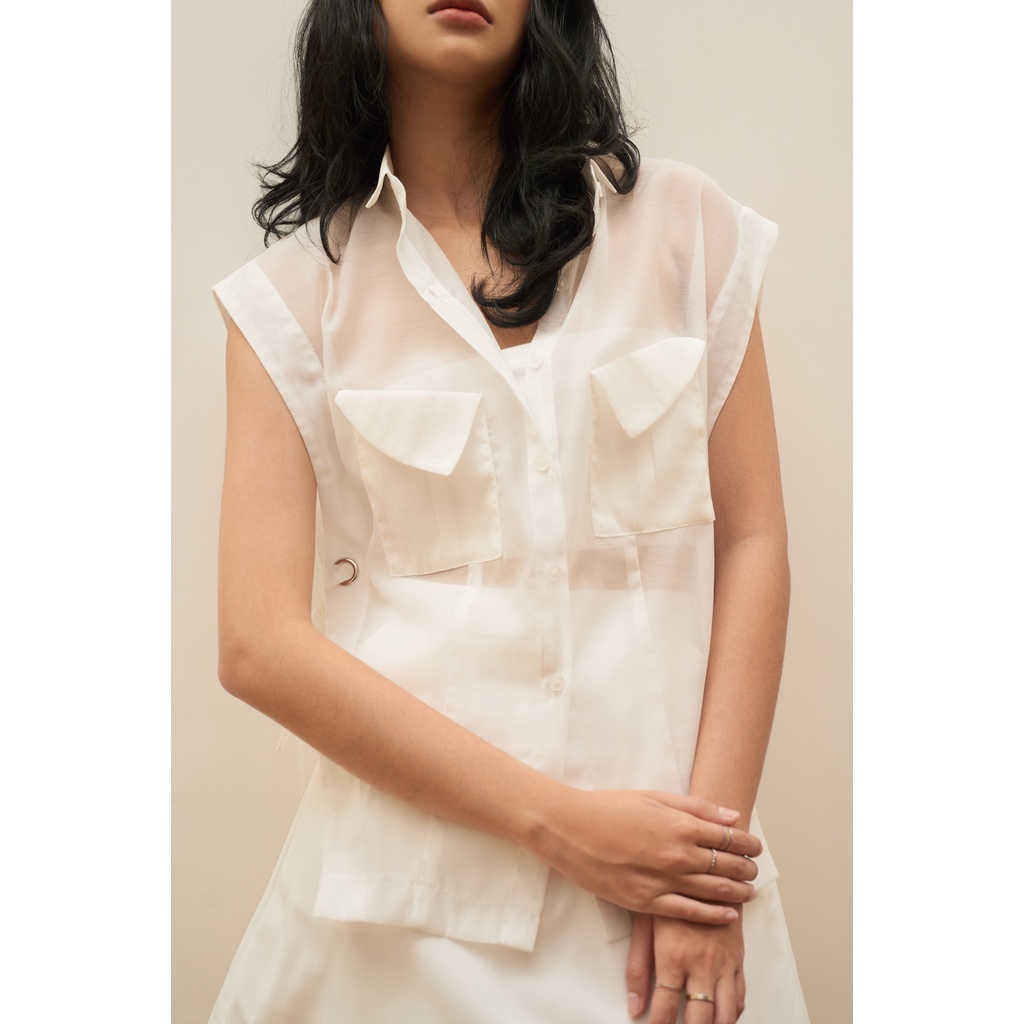 Set áo sơmi xuyên thấu và chân váy chữ A | NELLY SET - CLÉLIE