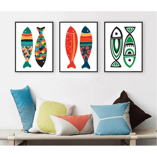 Bộ 3 tranh canvas treo tường cá KOI TTC122635- 30 x 45 cm x 3 tranh