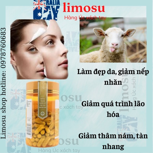 Viên Uống nhau thai cừu Healthy Care Sheep Placenta 5000mg 100 Viên Úc - ĐỦ BILL- BAY AIR