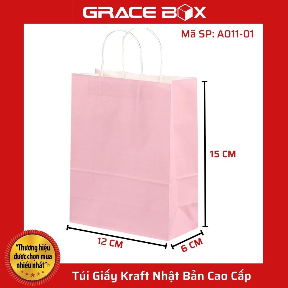 {Giá Sỉ} Túi Giấy Kraft Nhật Cao Cấp- Size 12 x 6 x 15 cm - Màu Hồng Nhạt - Siêu Thị Bao Bì Grace Box