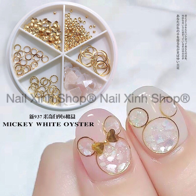 Khay tròn trang trí móng nail,charm nail, đá nail, phụ kiện nail art (phụ kiện mạ vàng)