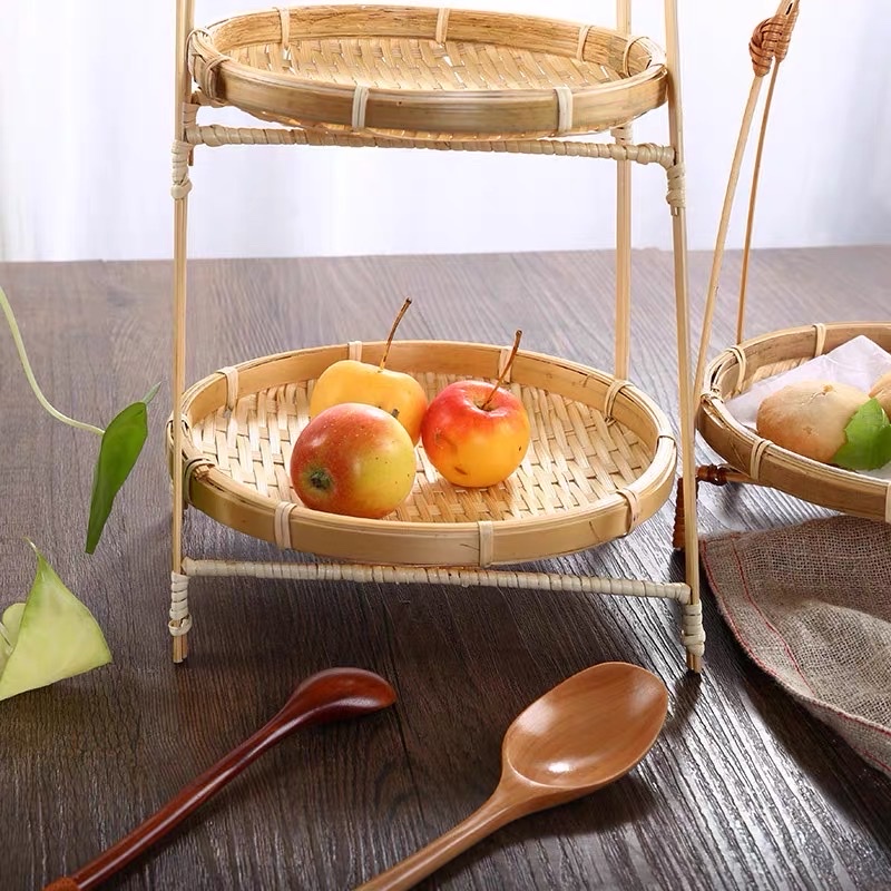 Mẹt tre tầng 3 cỡ đựng đồ ăn, bánh kẹo, hoa quả trang trí dùng trong nhà bếp, buffet nhà hàng
