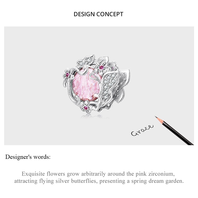 Phụ kiện BAMOER BSC552 bằng bạc 925 họa tiết bướm thời trang dùng làm vòng tay DIY đẹp mắt