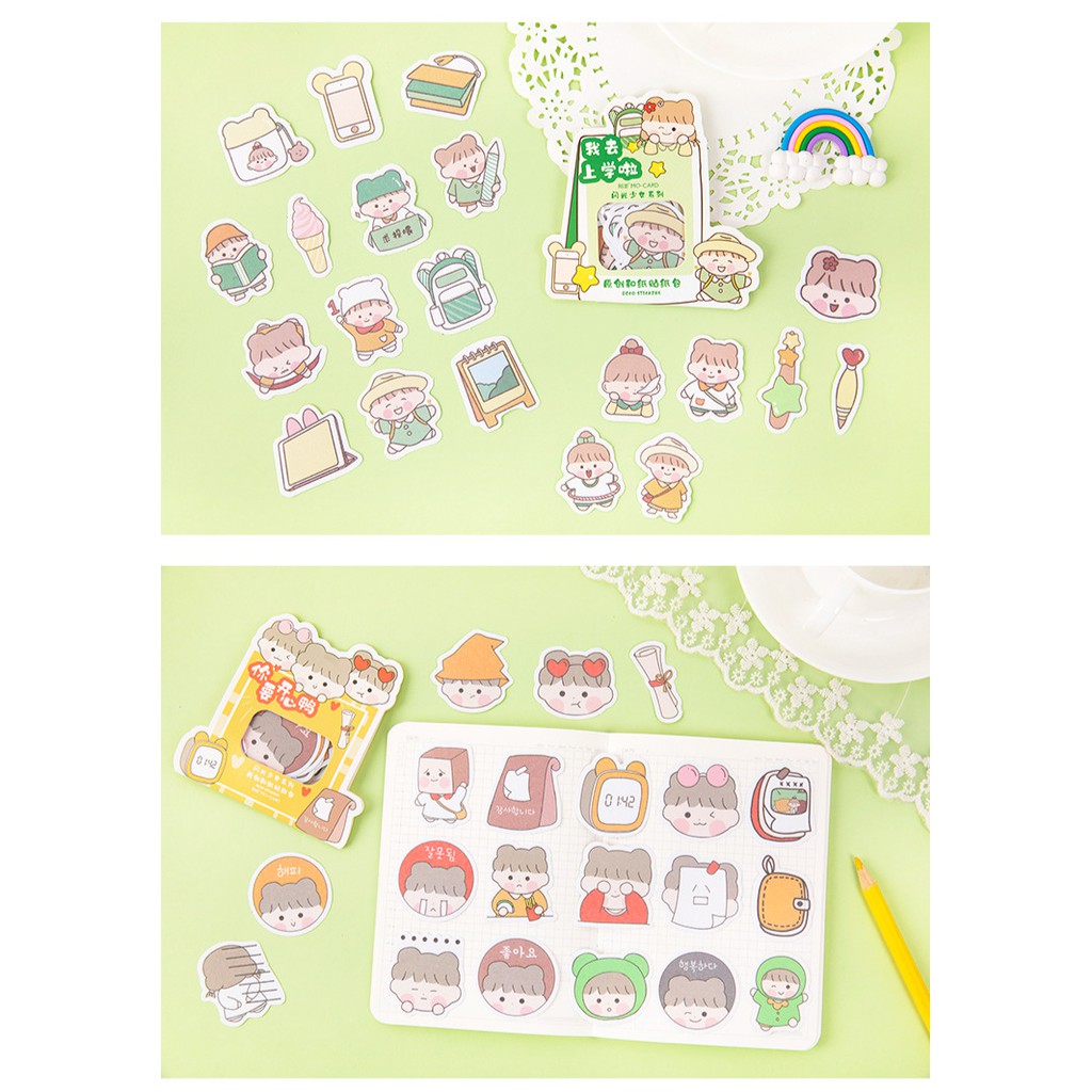 Set 40 miếng Cute Girl Character Mo Card sticker