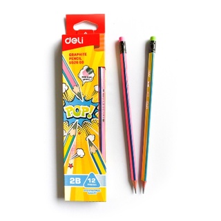Bút chì 2B Deli các loại hình và sọc- giá 1 cây