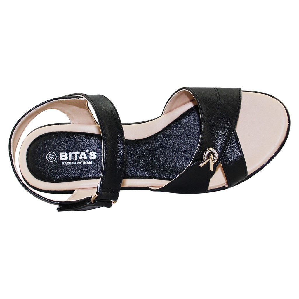 GIÀY SANDAL QUAI HẬU GÓT CAO NỮ BITA'S - SYN.251 (ĐEN + KEM + NÂU) - BITAS